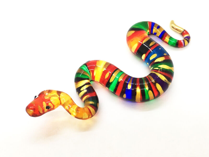 Blown Glass Snake Serpent Miniature Animal Collectible Gift Souvenir Decor Tiny