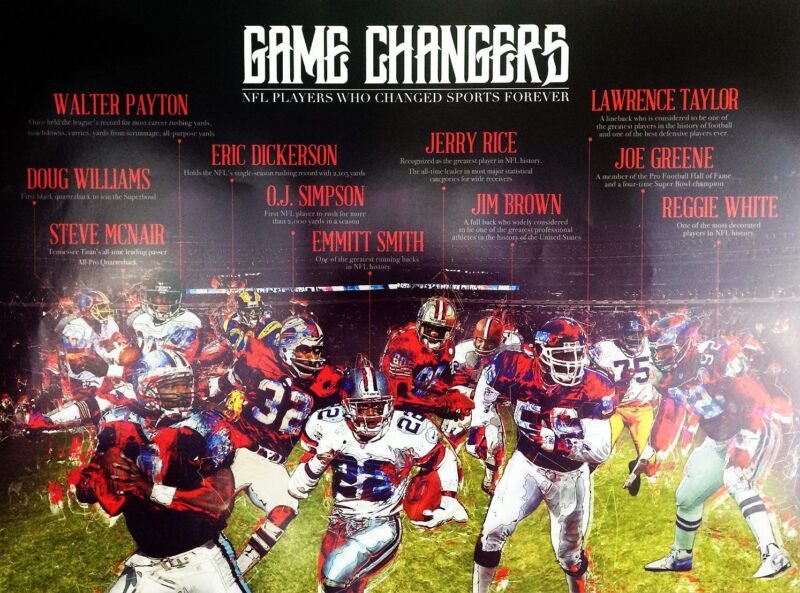 Football Poster Black Sports History Wall Art Print African American (18x24)