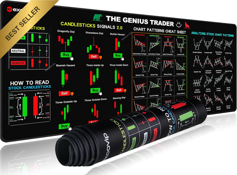 Stock Market Trader Mouse Pad Extended XL Desk Mat 80x30cm Stitched
