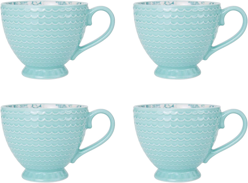 Venice 16 Piece Stoneware Dinnerware Set Service for 4 Aqua/White