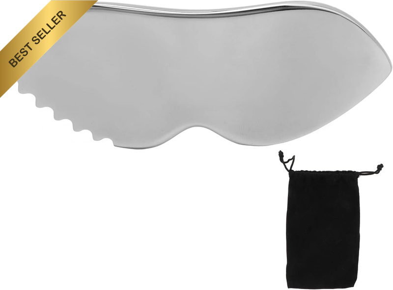Gua Sha Facial Tool, Stainless Steel Massage Board with Comb Edge, Smoother Surf