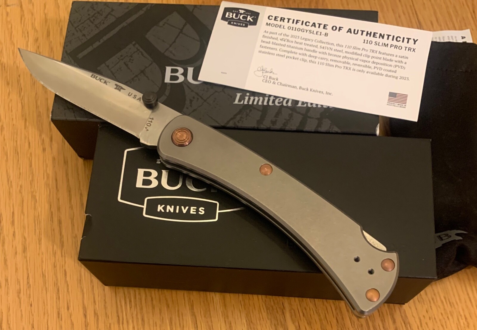 BUCK 110 SLIM PRO TRX TITANIUM KNIFE NEVER USED IN BOX N8 | eBay