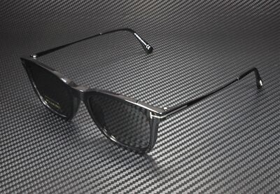 Pre-owned Tom Ford Arnaud-02 Ft0625 01d Shiny Black Smoke Polarized 53 Mm Men's Sunglasses In Gray