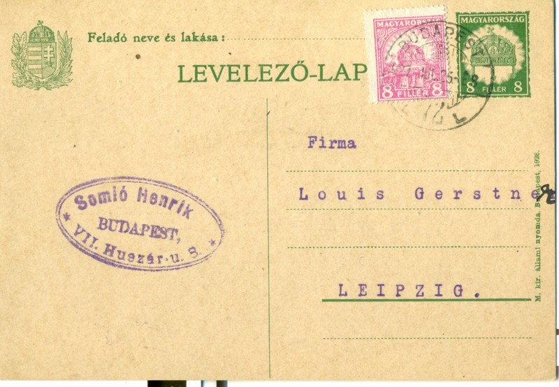 Ungarn 1927  Ganzsache Crown St Stephen 8f  Nach Leipzig