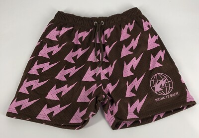 Bring it Back Las Vegas Brown Pink Mesh Shorts Medium