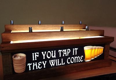 IF YOU TAP IT THEY WILL COME BATTERY LED lighted beer tap handle display HOLDS 7