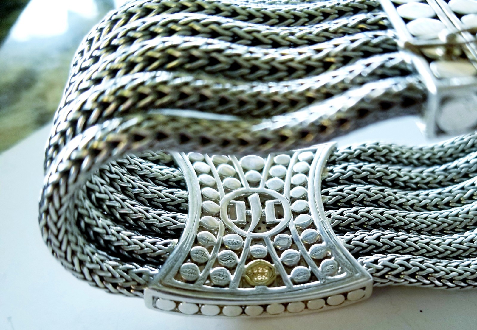 Retired John Hardy 6 Strand 18kt and .925 Diamond Bracelet STUNNING Piece!