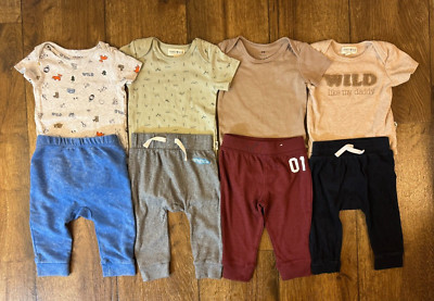 Baby Boy 6/9 Mo Clothes Lot 2 Piece Outfits Bodysuits Pants Short Sleeve Spring