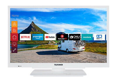 Telefunken 24 Zoll Fernseher HD-TV SmartTV 12V Works with Alexa Prime Video Weiß