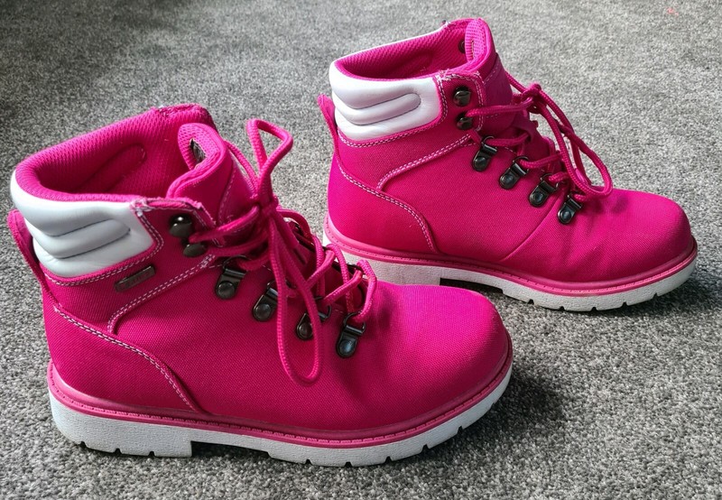 pink construction boots