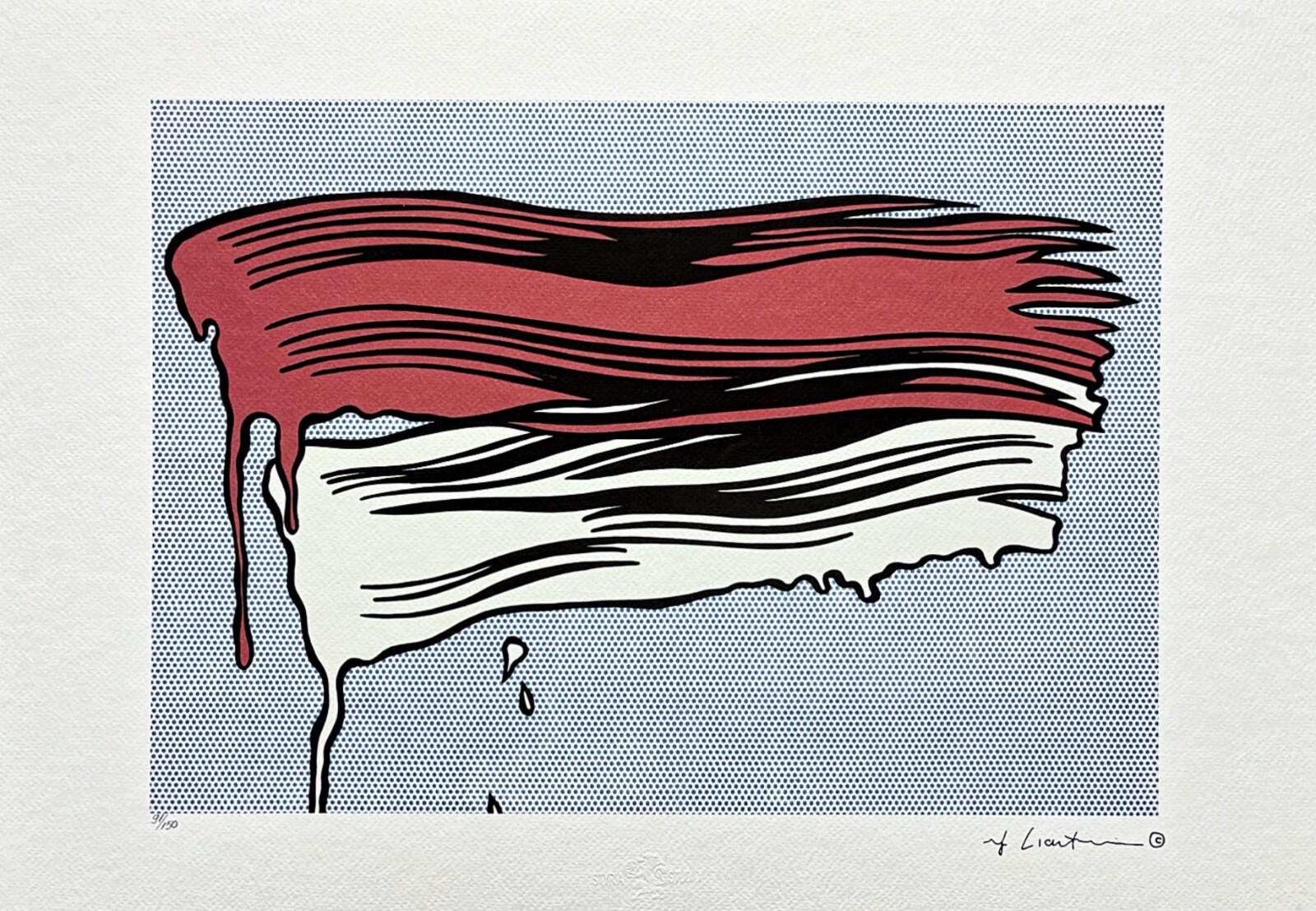 最終大幅値下げ・希少Roy Lichtenstein・サイン入りシルク