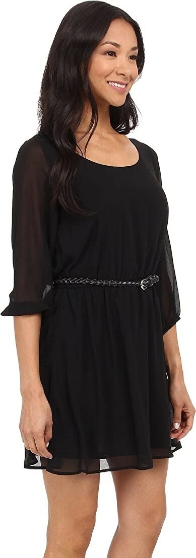 Gabriella Rocha 241417 Womens Sunday Belted Fit & Flare Dress Black Size X-small