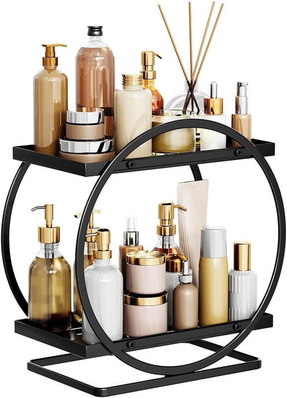 2 Tier Perfume Organizer, Bathroom Counter Organizer, Black Perfumes Makeup Perf