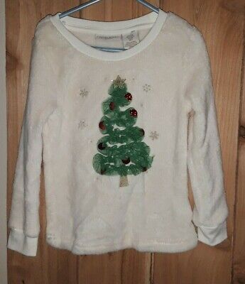 Cynthia Rowley Toddler Girls White  Holiday Top w Christmas Tree Size 4 New