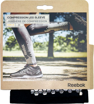 Reebok Compresson Leg Calf Sleeve Protection 1 Pair Running Support Black Size M