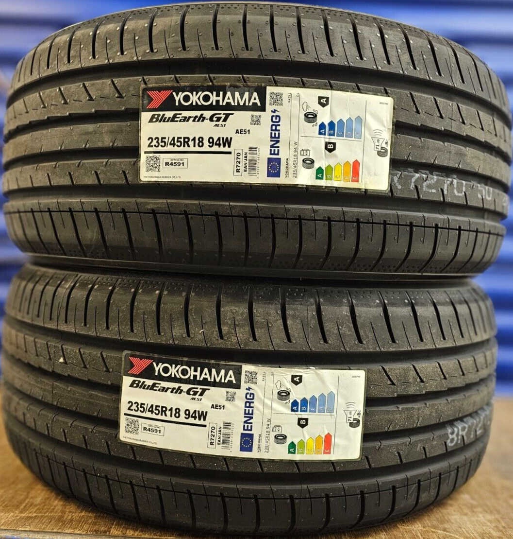 2X NEW YOKOHAMA AE51 GT 235/45 ZR18 94W UHP CAR TYRES 235 45 2X NEW YOKOHAMA AE51 GT 235/45 ZR18 94W UHP CAR TYRES 235 45