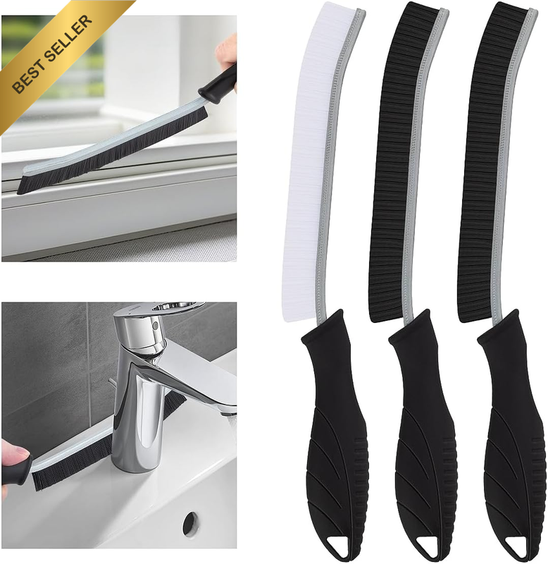 3 Pcs Hard Bristle Crevice Cleaning Brush Multifunctional Gap Scrub Black
