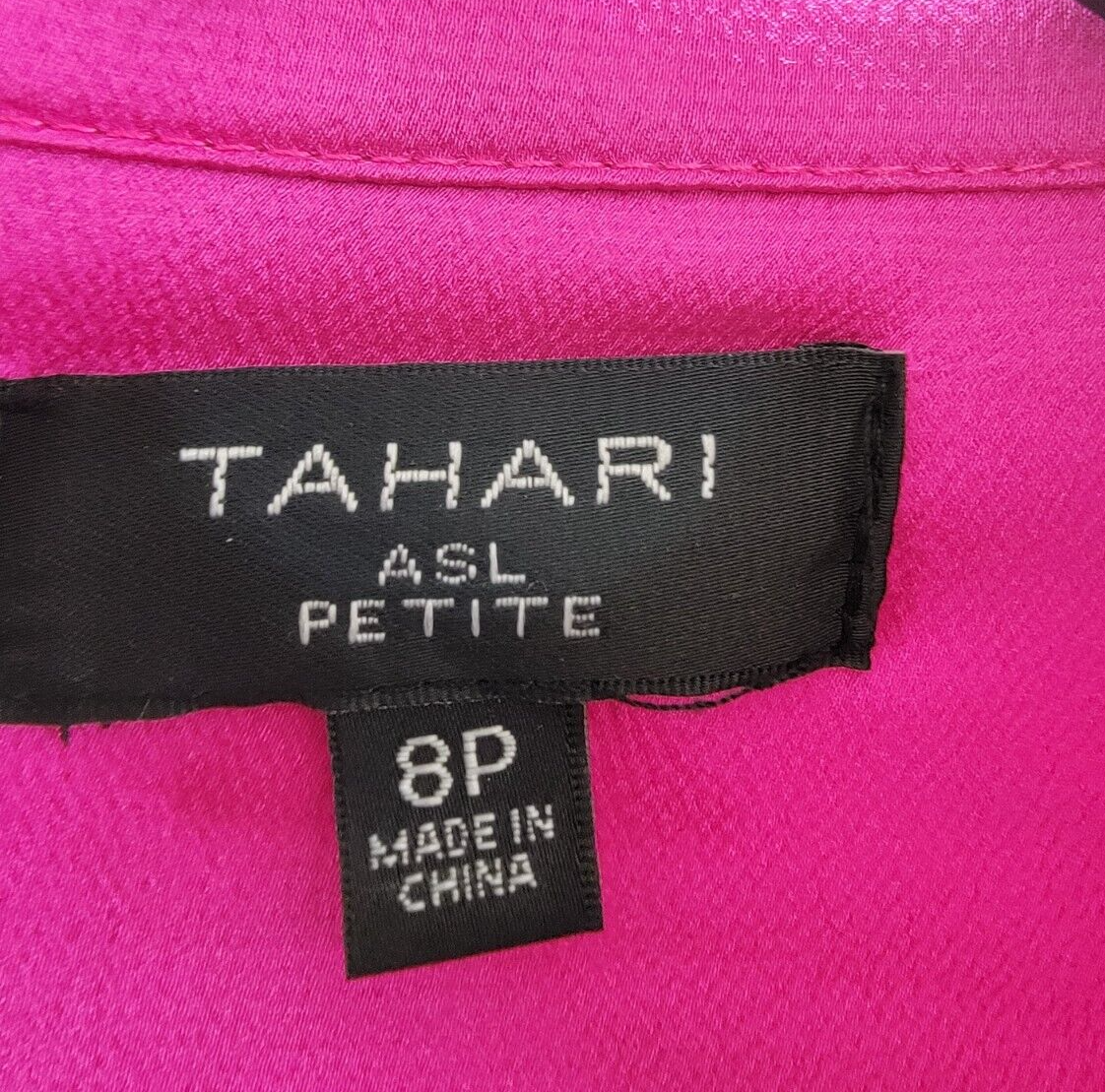 Tahari ASL Petite Collared V-Neck Side-Tie Midi Dress Women's 8P Shocking Pink~ - Picture 11 of 18