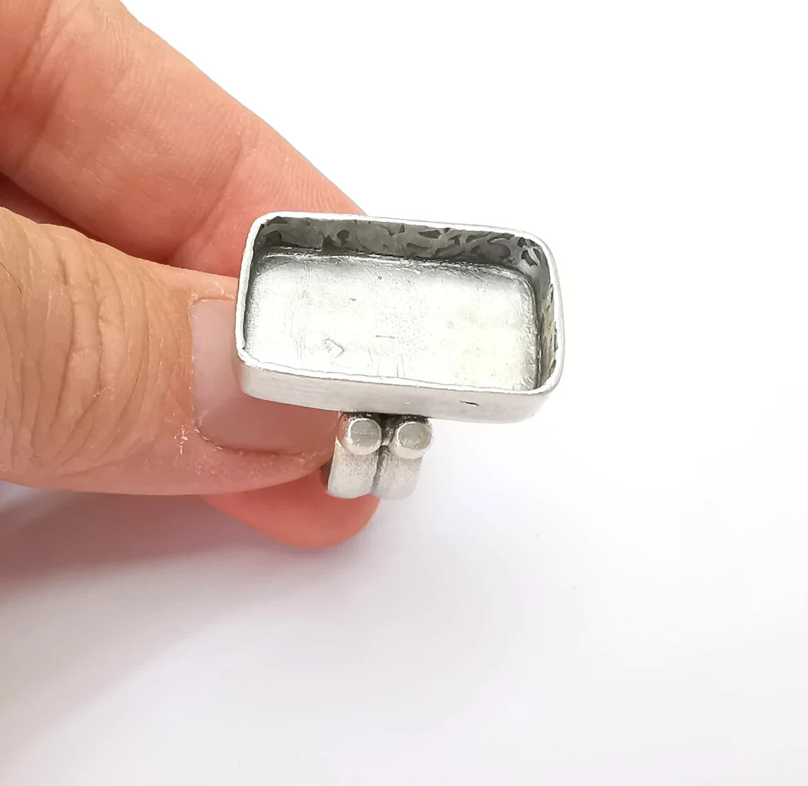 Rectangle Ring Setting Resin Blank Cabochon Mounting Adjustable Dried Flower