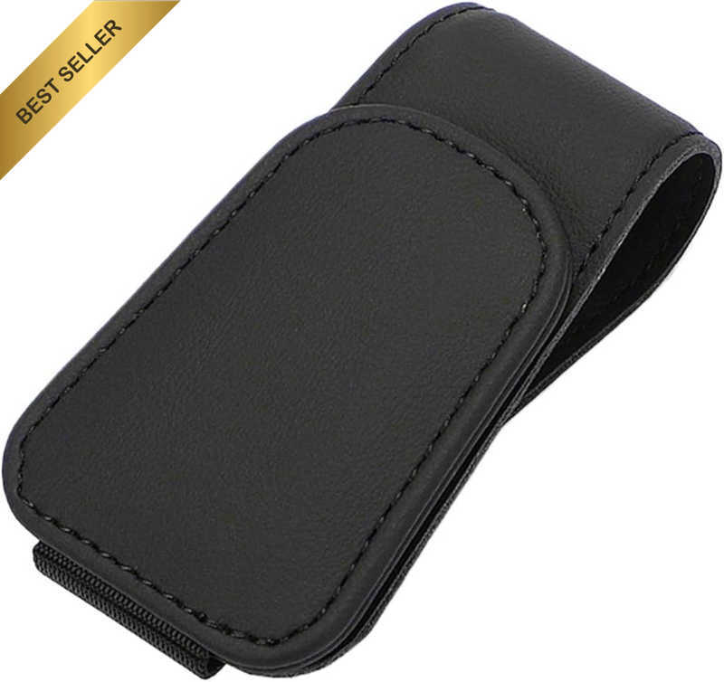 Premium Car Sunglasses Holder, Sun Visor Clip Organizer with Secure Storage Box
