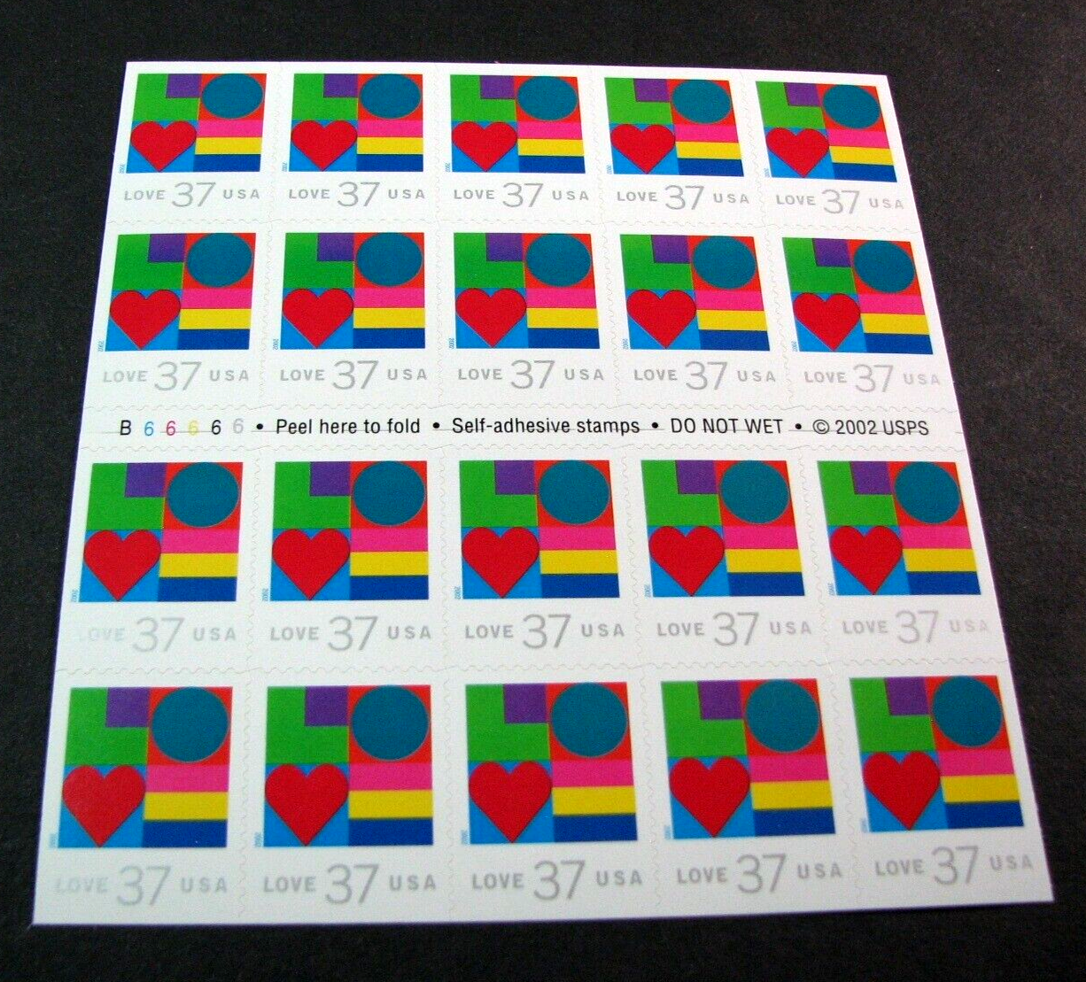 US Stamp Pane Scott# 3657a Love 2002 MNH L745 | eBay