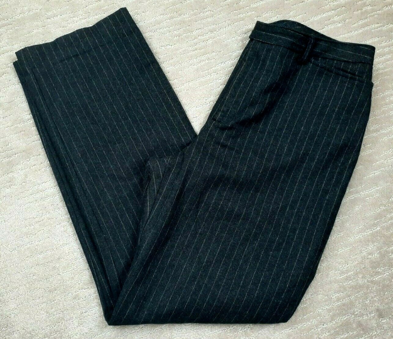 Gap Womens 65% Recycled Wool Gray Striped Lined Dress Pants