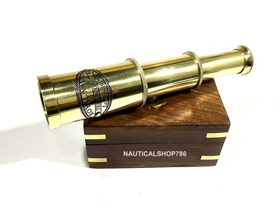 Details about / Royal Navy Telescope London 1915 Chrome Finish Telescope With Blue Tripod