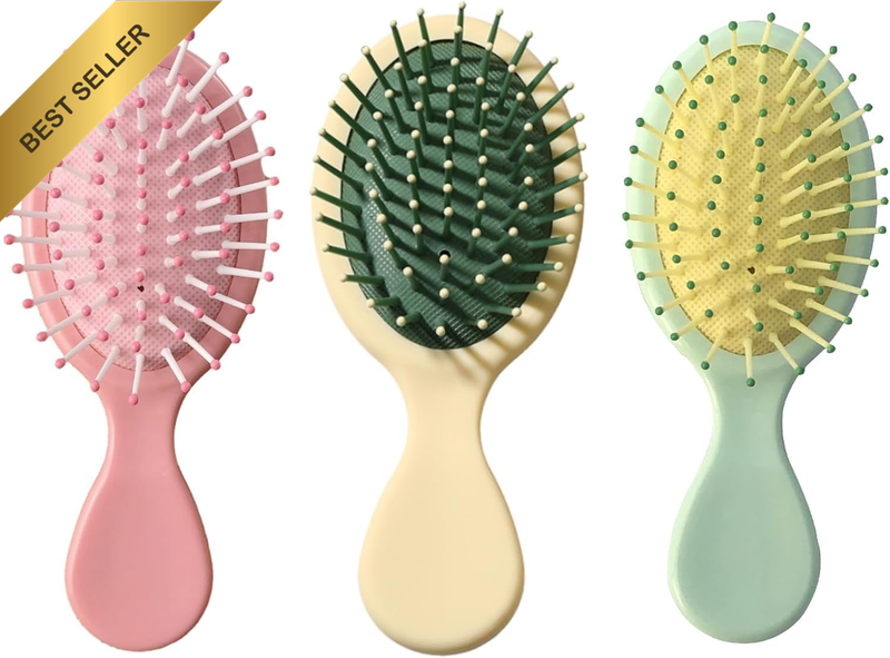Mini Wet Hair Brush Travel Detangling Brush, 3Pcs Small Size Travel Detangling B