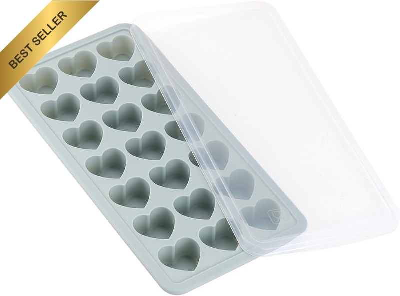 Heart Shaped Ice Cube Trays with Lid, Chocolate Mold, Easy Release Ice Trays, 21