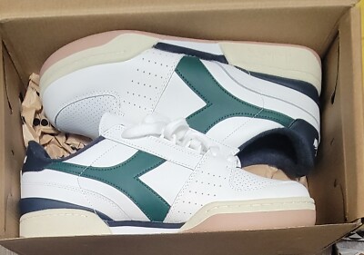 Diadora Davis Leather Retro Shoe White Green Mens 11 501 177354 C0451