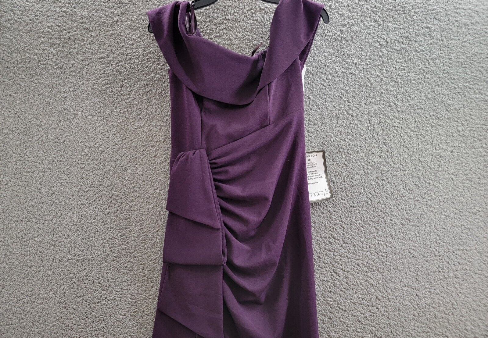 Xscape Camila Long Off the Shoulder Scuba Crepe Dress Women's 10 Mulberry Zipped - Picture 3 of 15