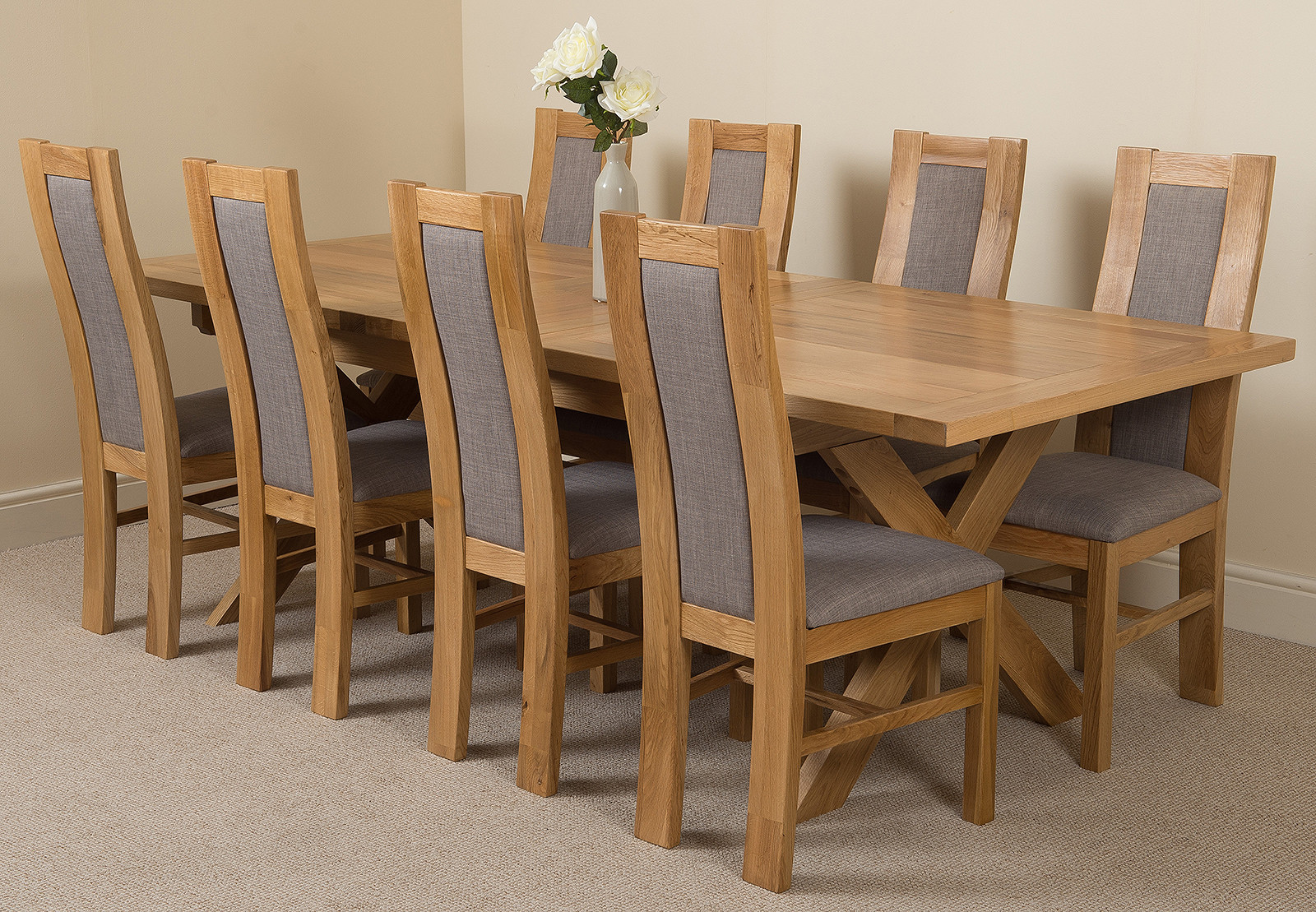 Vermont 200 - 240cm Extendable Oak Dining Table w/ 6 or 8 ...