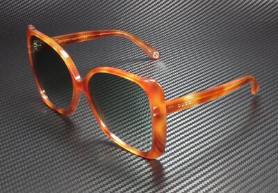 Pre-owned Gucci Gg0471s 003 Rectangular Havana Shiny Havana Green 62 Mm Women's Sunglasses