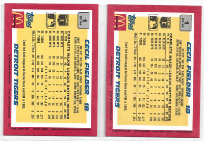 1992 Topps McDonald's Asterisk * / * *  VARIATIONS  You PICK CHOOSE McDonalds