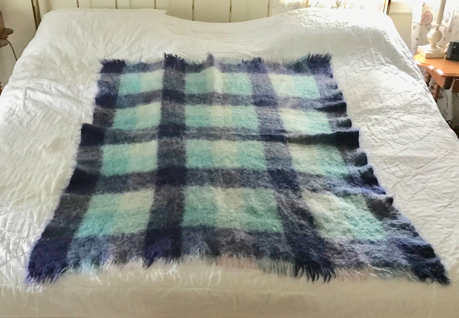 GLEN CREE Vtg 100% Mohair Wool Throw Blanket SCOTLAND Use or Cutter A bit Felted