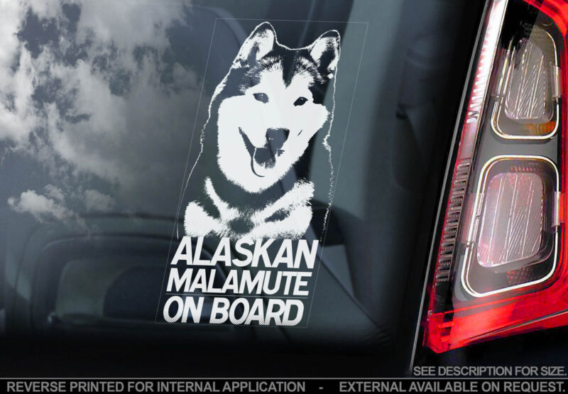 Alaskan Malamute - Dog Car Window Sticker - Wolf Dog On Board Sign, n.Husky