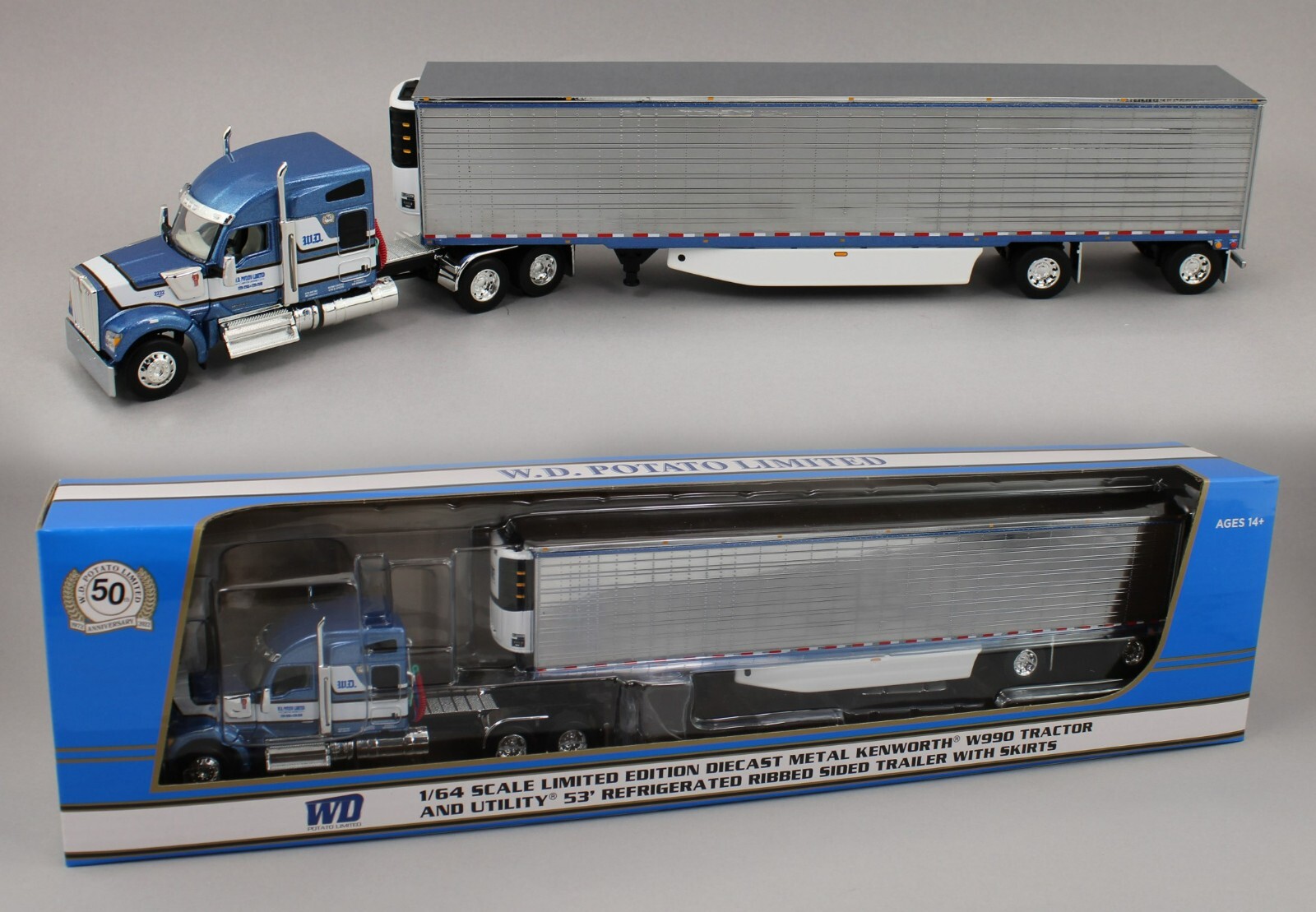 DCP 1:64 *WD POTATO LIMITED* Kenworth W990 Midroof w/53