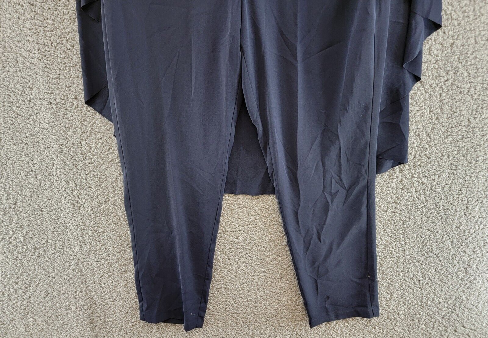 Lauren Ralph Lauren Georgette Cape Jumpsuit Women's 8 Navy Boat Neck Back Zip - Picture 4 of 18