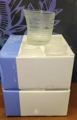 NIB Studio Nova SAMBA 3.5'' Clear Double Old Fashioned Glass OCEAN WAVES Textured