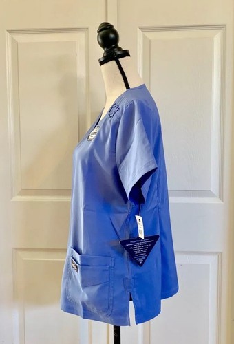 Koi Tech Women's Andi 358 V-Neck Top True Ceil MEDIUM New