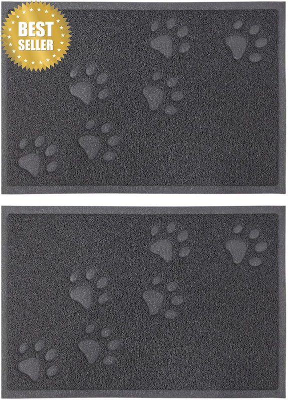 PVC Pet Food and Litter Mat 30X40Cm with Cute Paw Print Design, Non-Slip Cat Dog