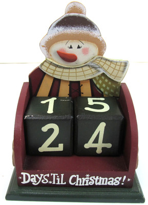 Days til Christmas Snowman Advent Calendar Count Down Number Blocks 6.5'' C1