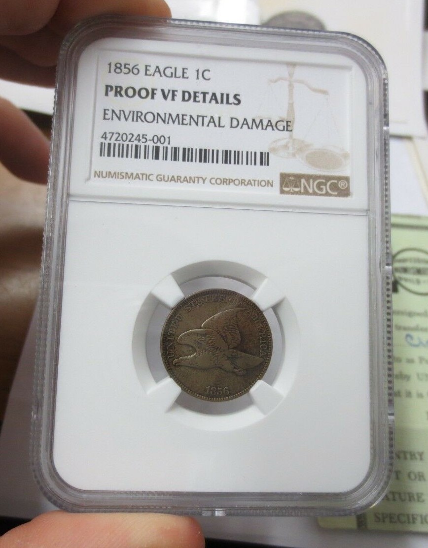 1856 Flying Eagle Cent NGC PROOF VF Details w/ 1975 ANA Certification