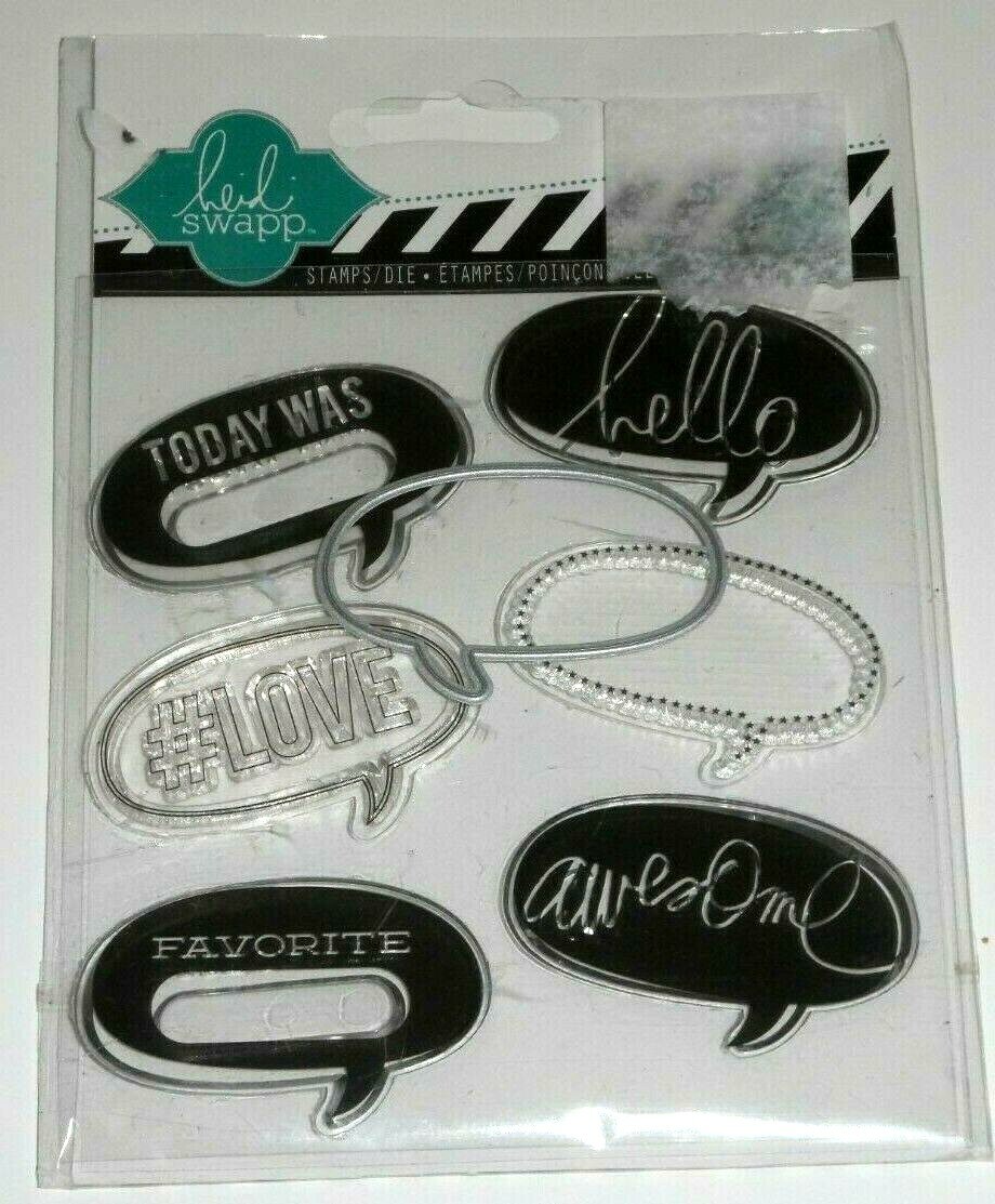 Heidi Swapp SPEECH BUBBLES 7pc Clear Stamps + Die Set