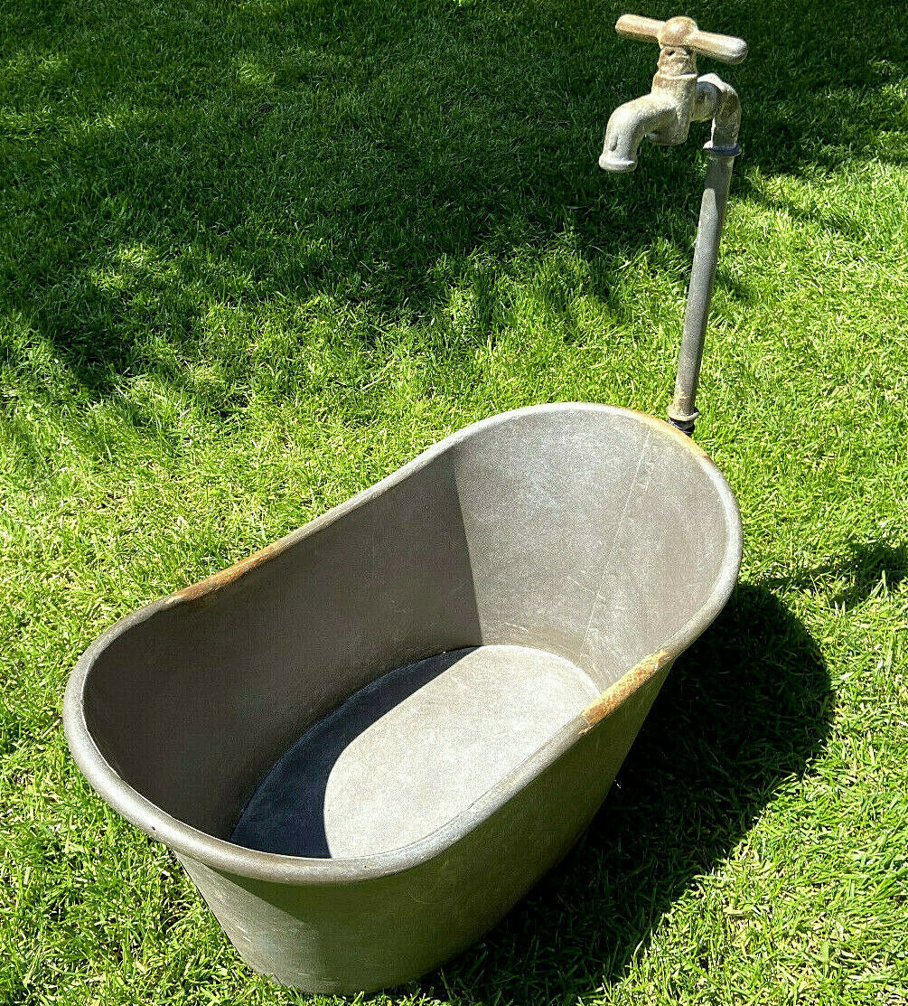 Zinkwanne groß Blumentopf Kräutergarten Pflanzgefäß Kübel Metallwanne Vintage
