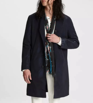 Pre-owned John Varvatos Collection Reversible Trench Coat 20a 743 In Officer Blue