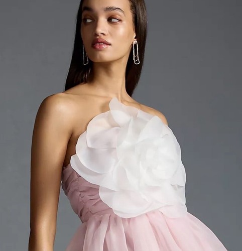 Pre-owned Anthropologie Cynthia Rowley Organza Flower Dress Size 4 $475.00 In Pink