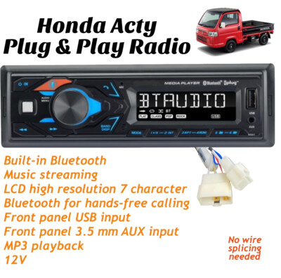 12V Honda Acty Plug & Play Fm Radio Stereo w/ Bluetooth + more 6 / 4 Pin Harness