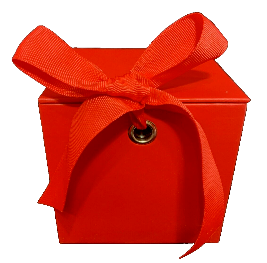 Gift Box Holiday Hallmark Sturdy w/ Ribbon 4x4x4 Metal Grommet Hinged Engagement