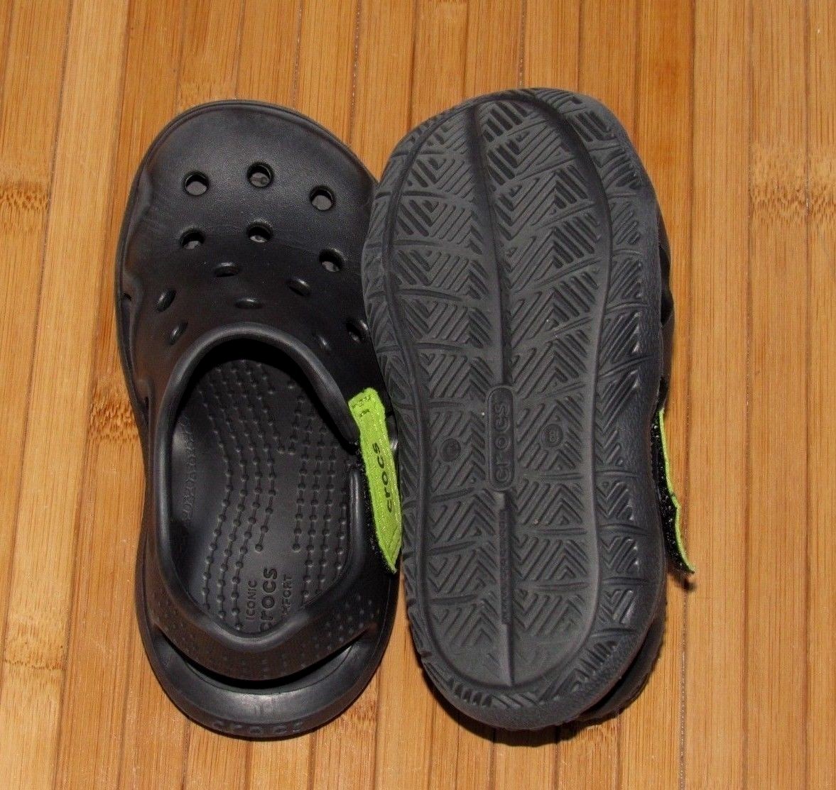 Crocs Iconic Comfort Youth Children Unisex Clogs Shoes Sandals Black Size 8 C